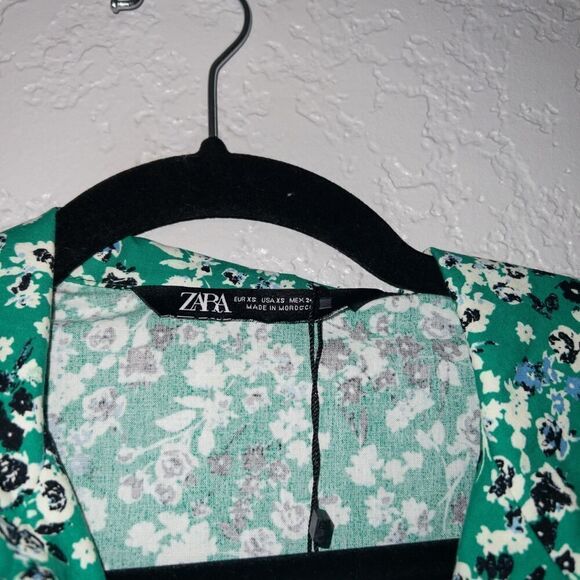NWT‎ Zara Green Floral Zip Front Jumpsuit Size XS - Picture 4 of 8